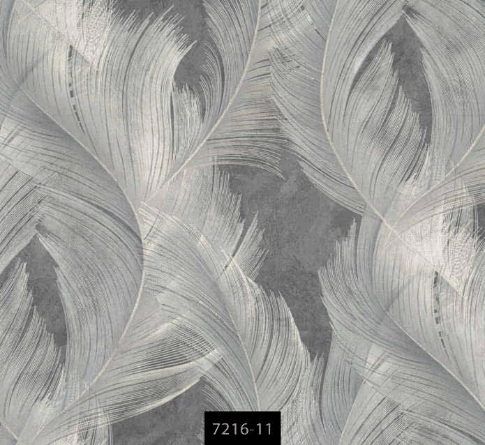 Valerian 7216-11 İnci Beyazı & Gümüş Tüy Desenli İthal 