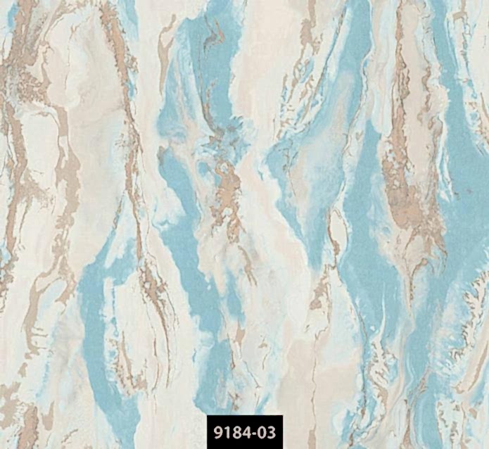 Valerian 9184-03 Turkuaz & Altın Mermer Desenli İthal D