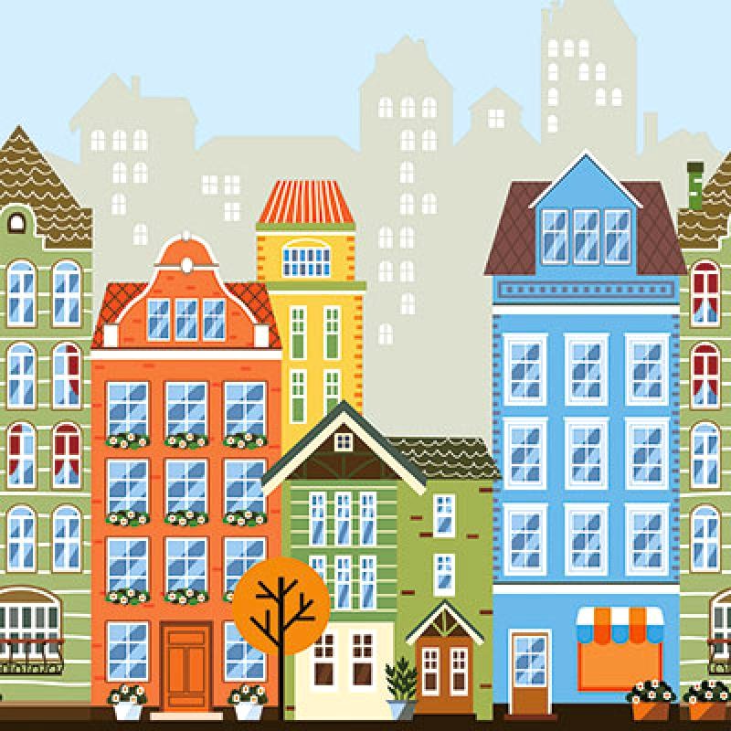 Adawall Adakids Duvar Kağıdı Şehir Desenli